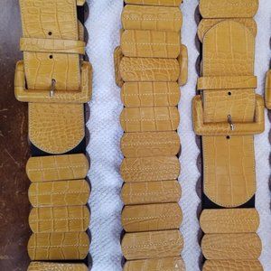 Yellow stretch leather belts